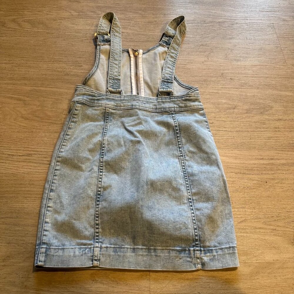 Free People Blue Denim Overall Dress Size 2 Light Wash - Picture 5 of 5